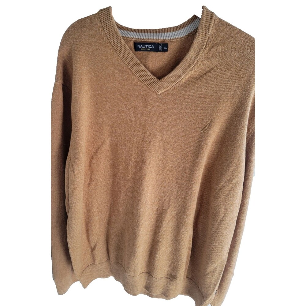 Men's XL Nautica Sweater Mustard Yellow Long Sleeve V-neck Sweater